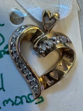 10k real gold stamped and diamond tested pendant